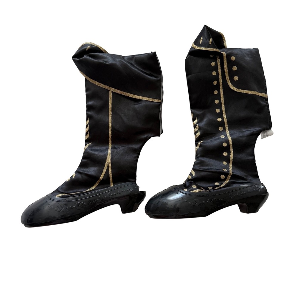 Disney Costume Boots Kids One Size Black Gold Frozen 2 Anna Travel Shoes